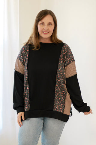 Extra Fun Ribbed Top with Floral Detail