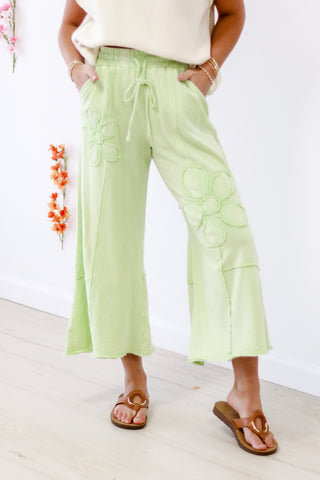 Flower Power Terry Knit Pants in Apple Cider