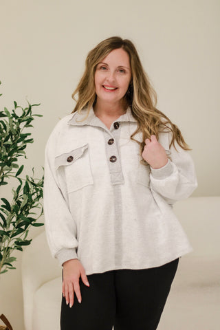 No Time Like Now Grey Henley Pullover by Bucketlist