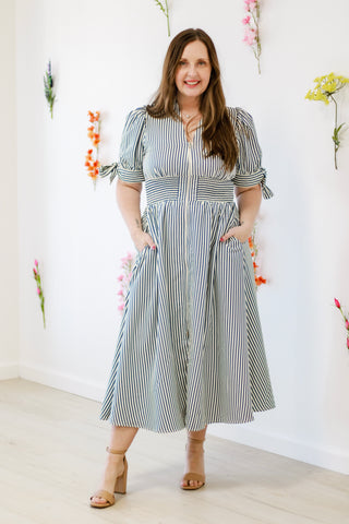 "Seas The Day" Striped Midi Dress