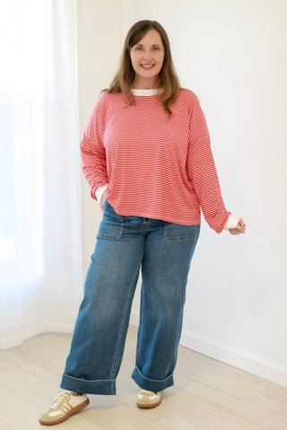 Strawberry Wine Stripe Top