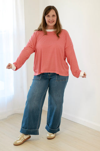 Strawberry Wine Stripe Top