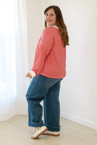 Strawberry Wine Stripe Top