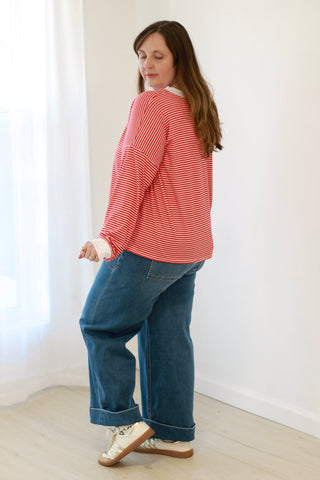 Strawberry Wine Stripe Top