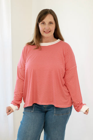 Strawberry Wine Stripe Top