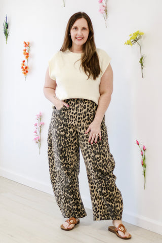 This is the One Leopard Barrel Jeans