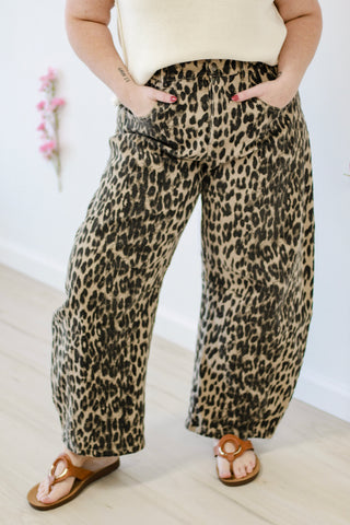 This is the One Leopard Barrel Jeans