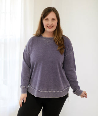 Blissfully Unaware Pullover in Grape