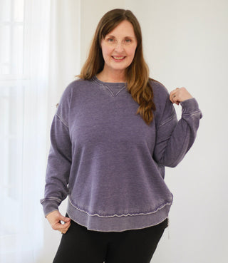 Blissfully Unaware Pullover in Grape