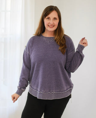 Blissfully Unaware Pullover in Grape