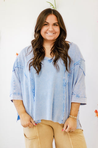 Wildest Dreams Mineral Washed Top in Blue