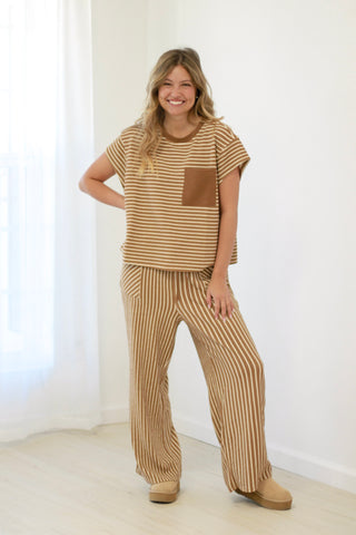 Blame it on the Rain Striped Set in Cocoa
