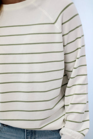 A Change of Heart Striped Lightweight Sweater in Sage