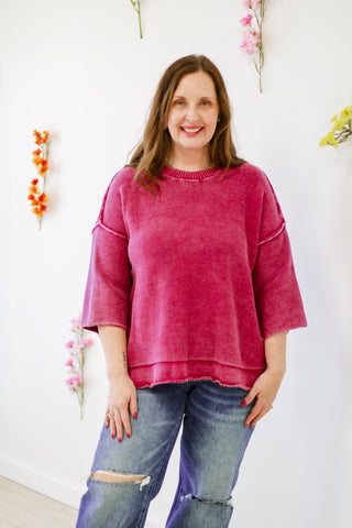 Around Here Knit Sweater in Boysenberry