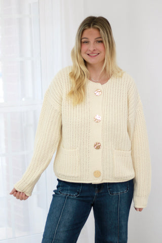 Season of Cream Button Up Sweater