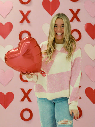 A Little Sideways Pink Check Sweater