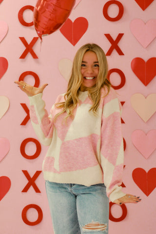 A Little Sideways Pink Check Sweater