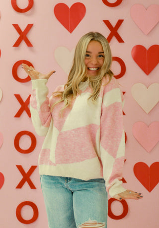 A Little Sideways Pink Check Sweater