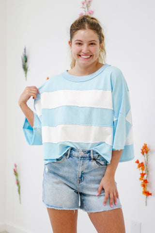Pulling Heartstrings Striped Top in Blue