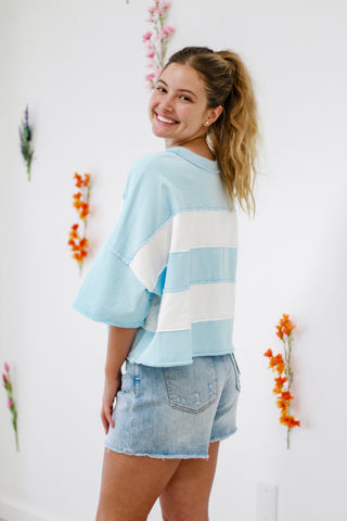 Pulling Heartstrings Striped Top in Blue