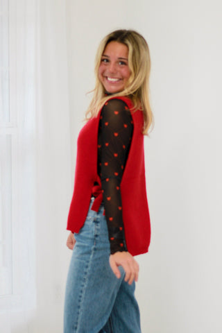 Keigan Black Heartlines Mesh Top