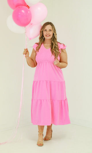 What a Sweetheart Midi Dress in Pink