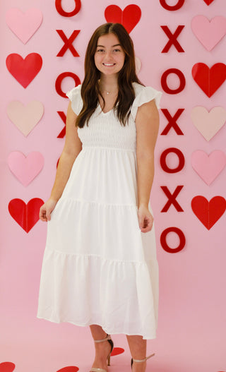 What a Sweetheart Midi Dress in White