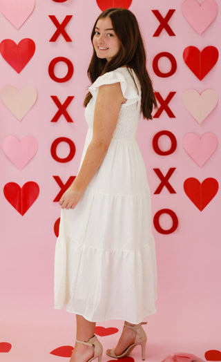 What a Sweetheart Midi Dress in White