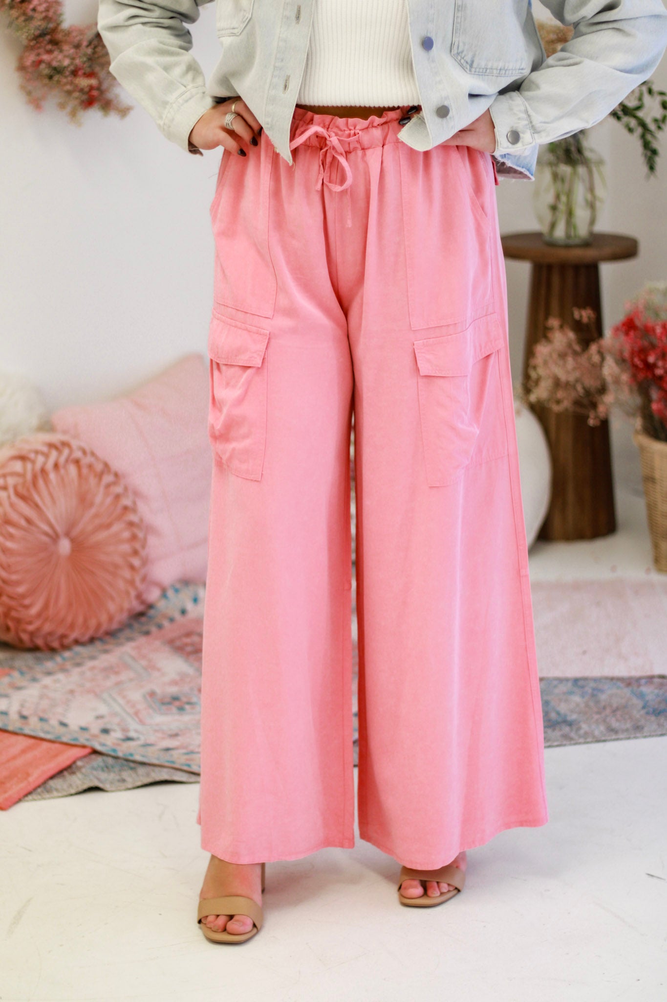 Cute in Comfort Wide Leg Pants in Pink