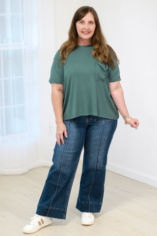 Routinely Perfect Ribbed Top in Ash Jade