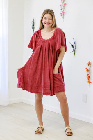 I'm Gonna Be Your Forever Gauze Dress in Boho Red