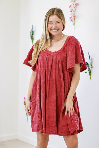 I'm Gonna Be Your Forever Gauze Dress in Boho Red