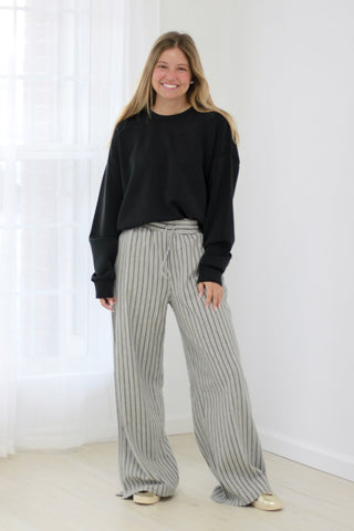 At Home With You Gray Stripe Pants