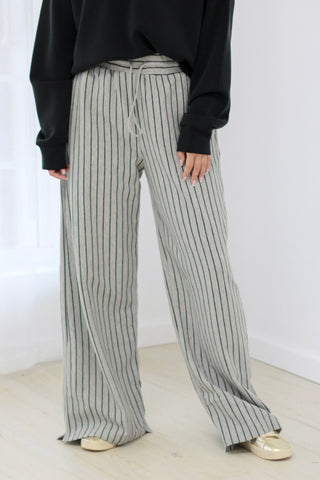 At Home With You Gray Stripe Pants