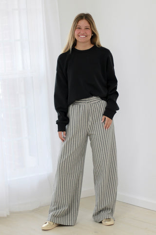 At Home With You Gray Stripe Pants