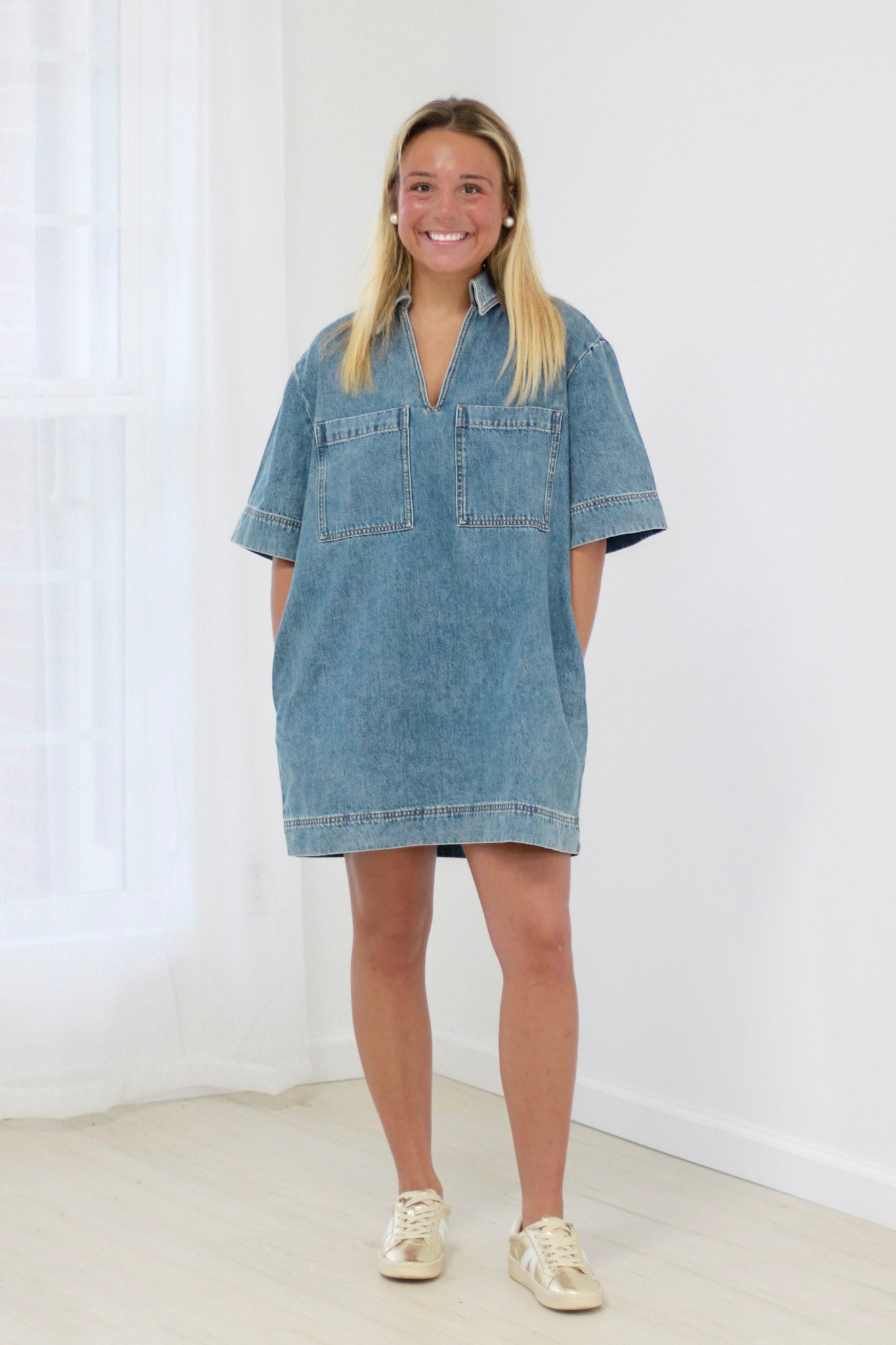 miou muse linen dress Linen Buttondown Stripe Pattern Shirt Dress - Miou Muse