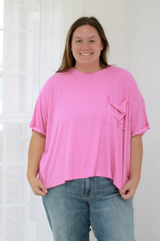 Routinely Perfect Ribbed Top in Candy Pink