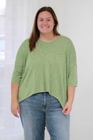 Hurry Over Here Sage Top