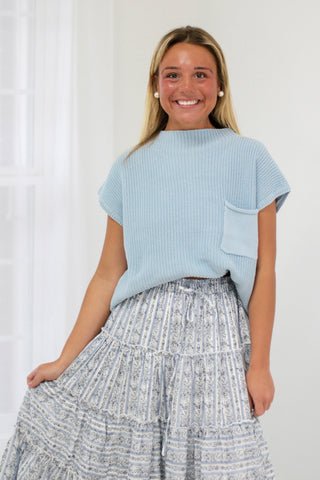 Perfect Pretty Blue Mock Neck Sweater