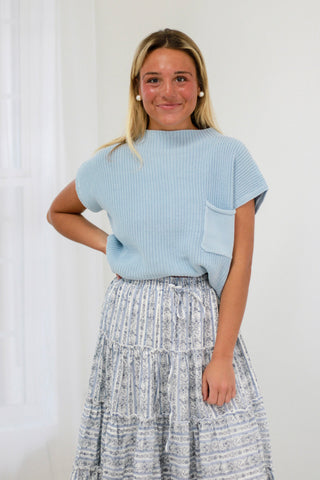 Perfect Pretty Blue Mock Neck Sweater