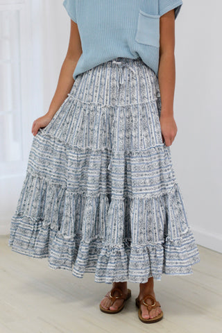 Spring in My Step Floral Skirt in Denim