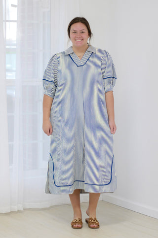 Labor of Love Stripe Dress in Navy