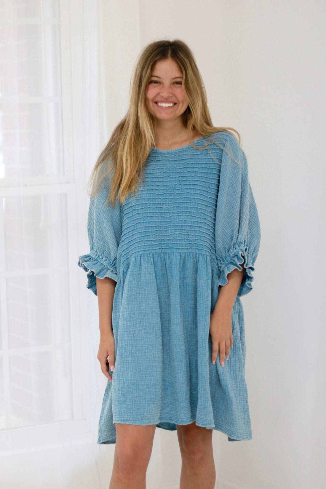 Doting on You Dress in Denim Blue