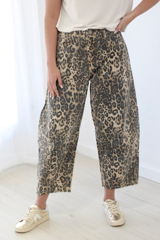 Born to be Wild Leopard Print Barrel Jeans