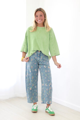 Picked Just for You Floral Pants in Denim