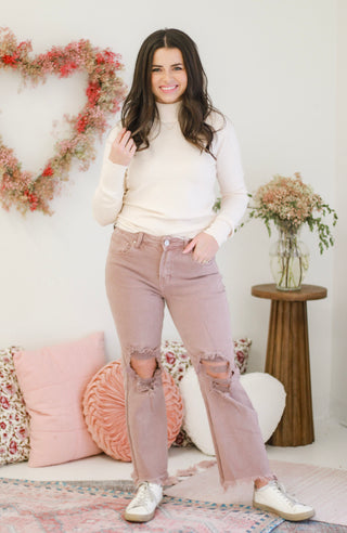 Be Cool Mock Neck Top in Ecru