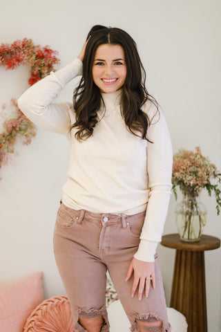 Be Cool Mock Neck Top in Ecru