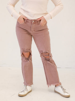 The Harper Destroyed Mauve Jeans by Risen