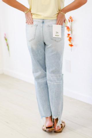 Walk This Way Distressed Mica Jeans in Light Wash