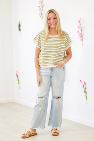 Dreaming of Paradise Crochet Top in Light Olive
